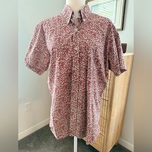 Relco London men’s burgundy /white paisley cotton XL button down shirt
